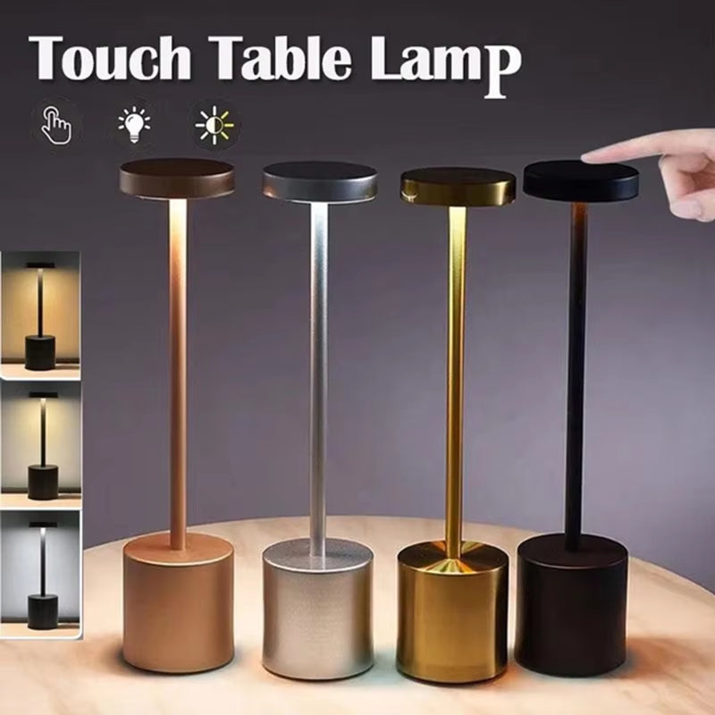 USB Rechargeable Touch Table Lamp - Dimmable LED Desk Light for Bedside Bar