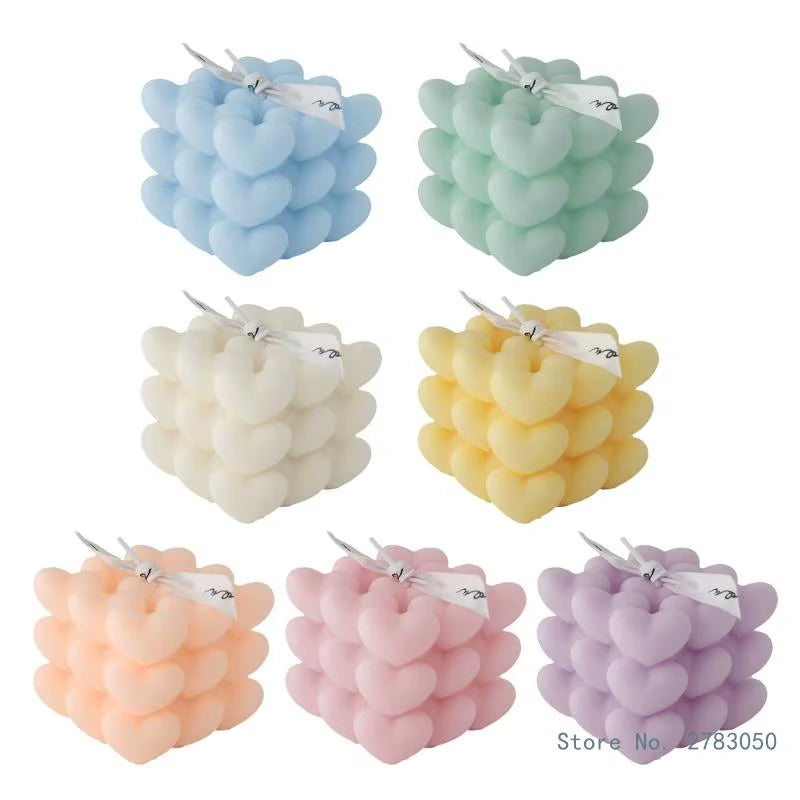 Artisan Soy Wax Candles: Unique Heart, Cube & Bubble Designs for Home & Gifts