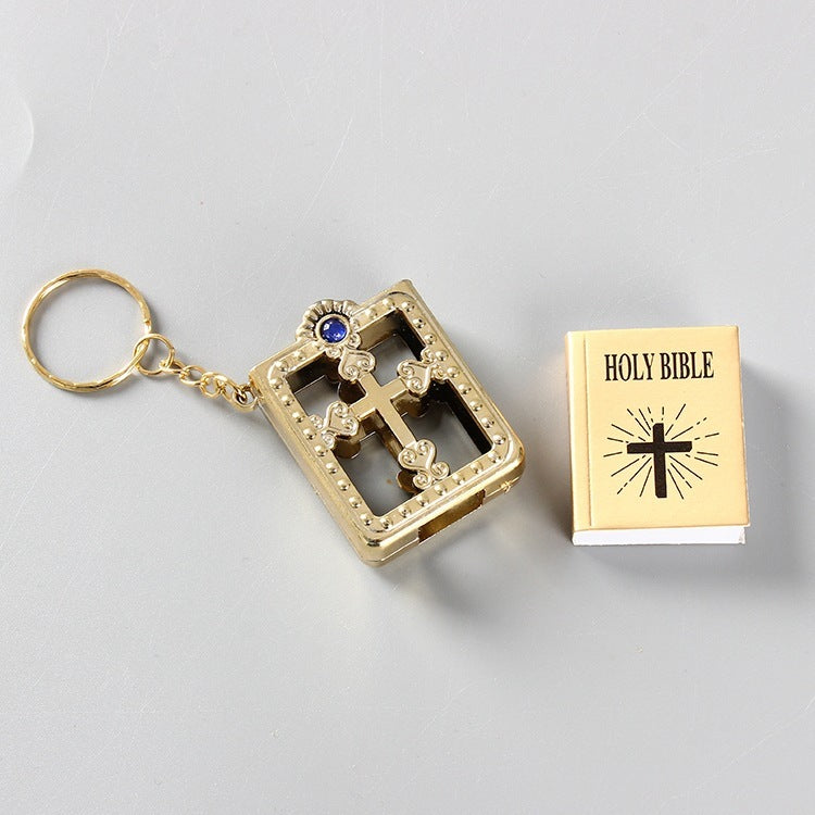 Mini Bibel Schlüsselanhänger | Kreuz-Schlüsselring als Geschenk NOOR08