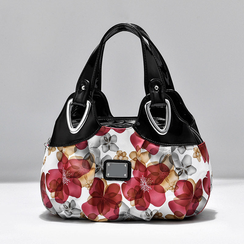 Damen Handtasche aus PU Leder | Große Schultertasche mit Blumenprint NOOR08