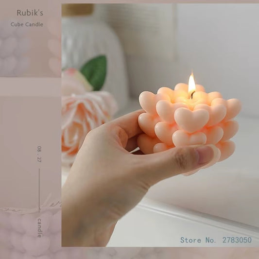 Artisan Soy Wax Candles: Unique Heart, Cube & Bubble Designs for Home & Gifts