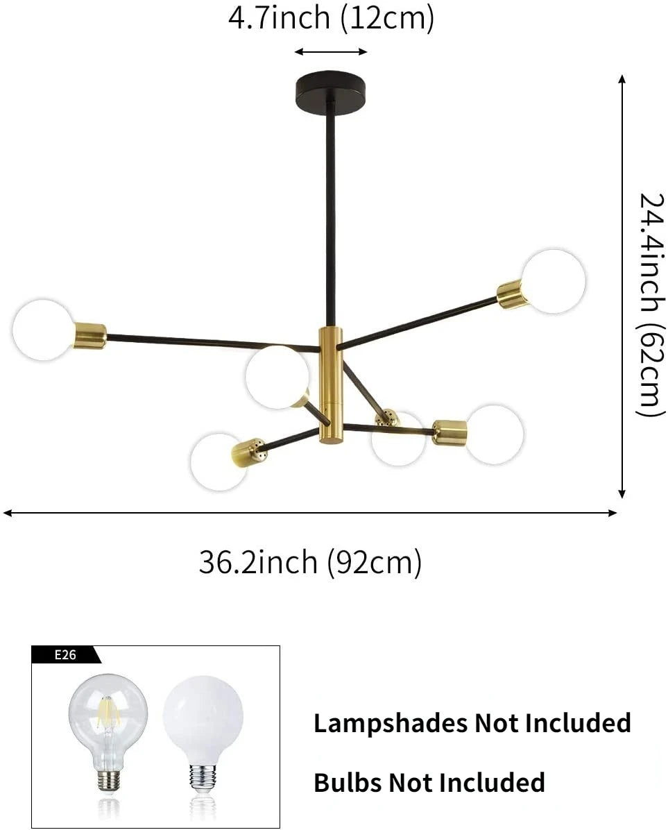Vintage Rotatable Ceiling Light - Classic Plated Loft Style Living Room Lamp