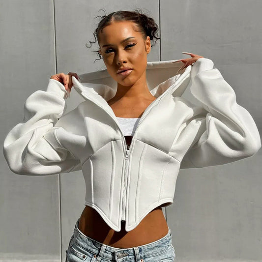 Y2K Hoodie Cardigan – Street Fashion Reißverschluss Jacke Damen