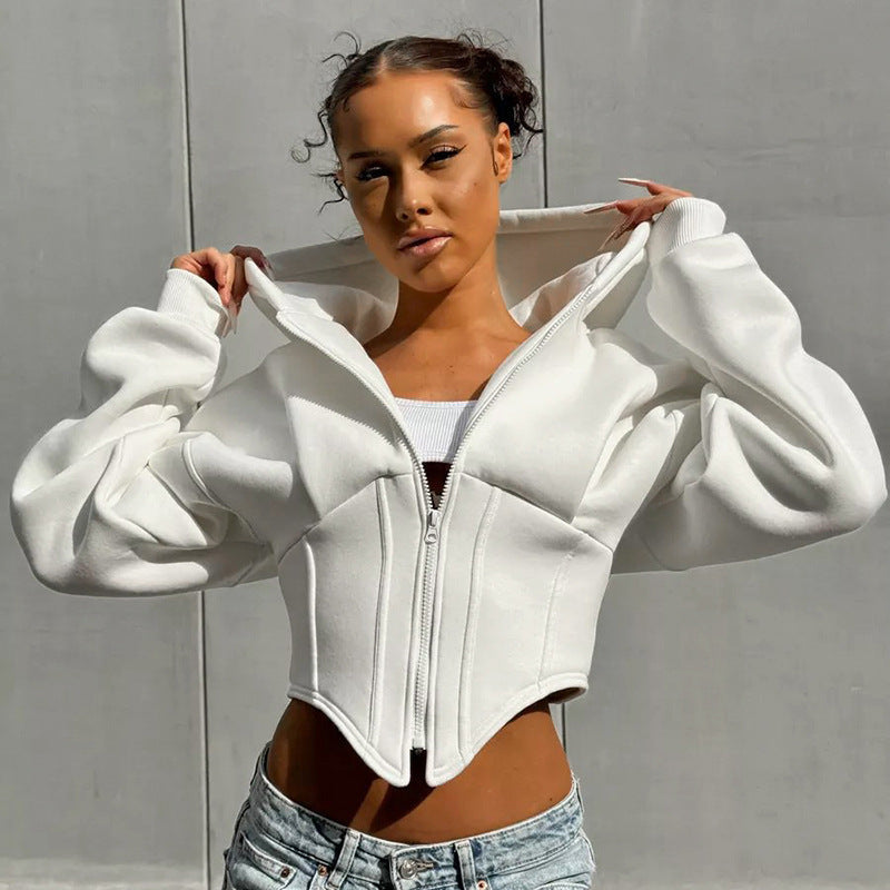 Y2K Hoodie Cardigan – Street Fashion Reißverschluss Jacke Damen NOOR08