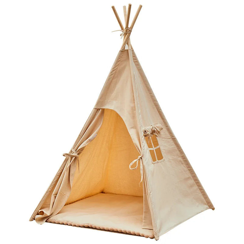 Kids' Canvas Tipi Play House: Portable Wigwam Tent for Indoor & Outdoor Adventures