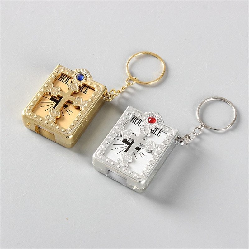 Mini Bibel Schlüsselanhänger | Kreuz-Schlüsselring als Geschenk NOOR08