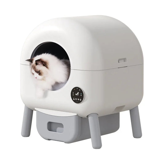 Automatische Katzentoilette Selbstreinigend Komplett-Set - Smart Katzenklo mit Abfallbeuteln und Bürste