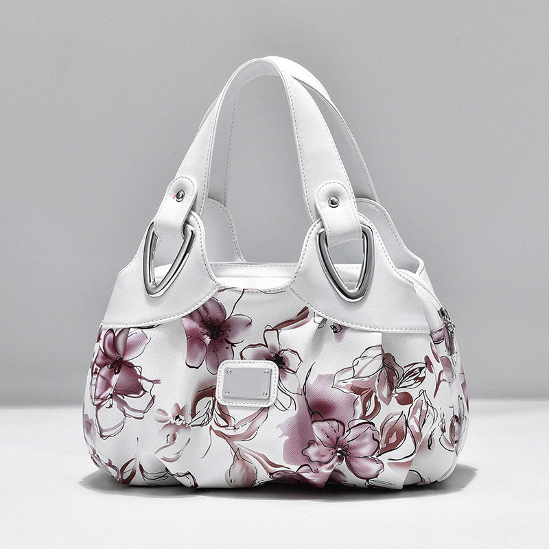 Damen Handtasche aus PU Leder | Große Schultertasche mit Blumenprint NOOR08