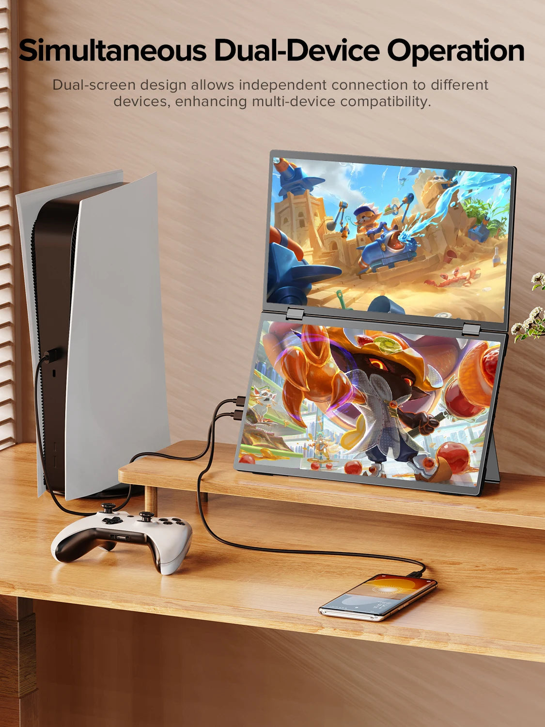Portable Dual Monitor 15,6" Klappbar - FHD IPS Triple Screen Laptop Erweiterung USB-C Plug & Play