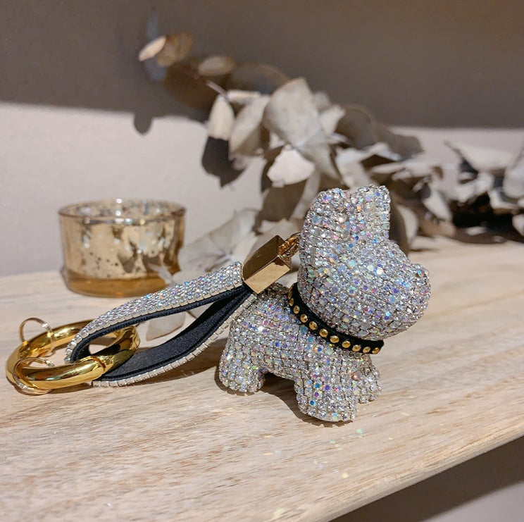 Schlüsselanhänger Hund mit Diamanten | Funkelnder Schlüsselring NOOR08