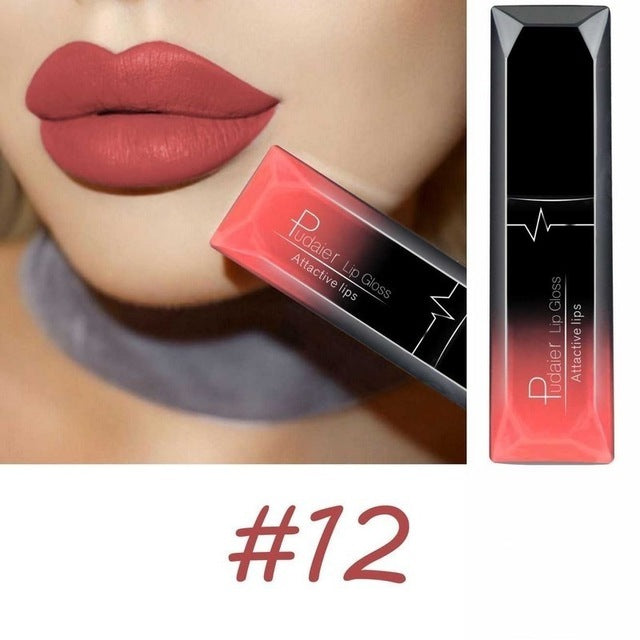 Bestes Lippen-Make-up – 18 Farben Matte Lipgloss, Sexy & Langanhaltend NOOR08