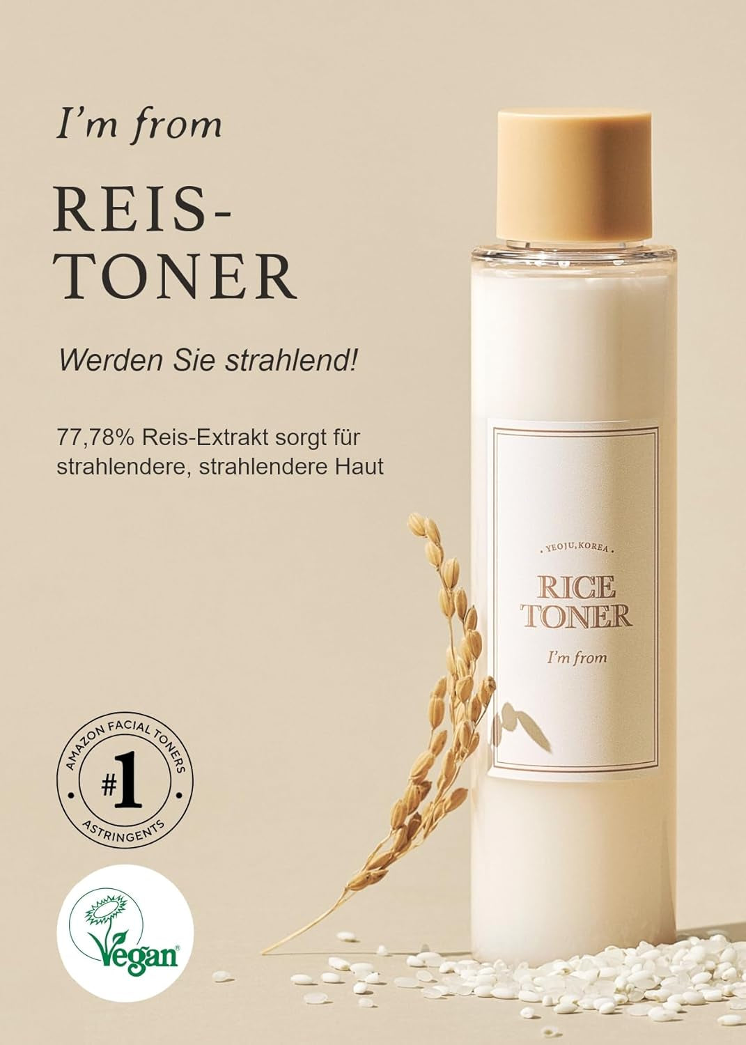 K-Beauty I'M FROM Rice Toner 150ml | Vegan & Calming Hydration for Sensitive Skin
