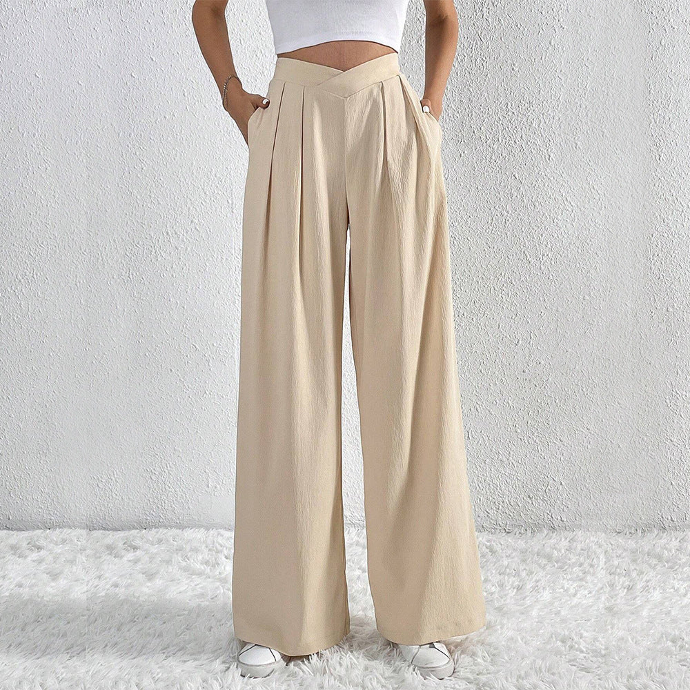 Einfarbige Plissee-Hose | Locker geschnittene Wide-Leg-Hose für Damen NOOR08