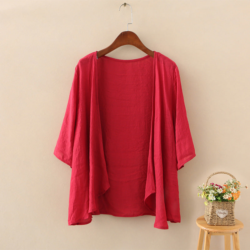 Sommer Damen Bluse Strand Kimono Offene Strickjacke NOOR08