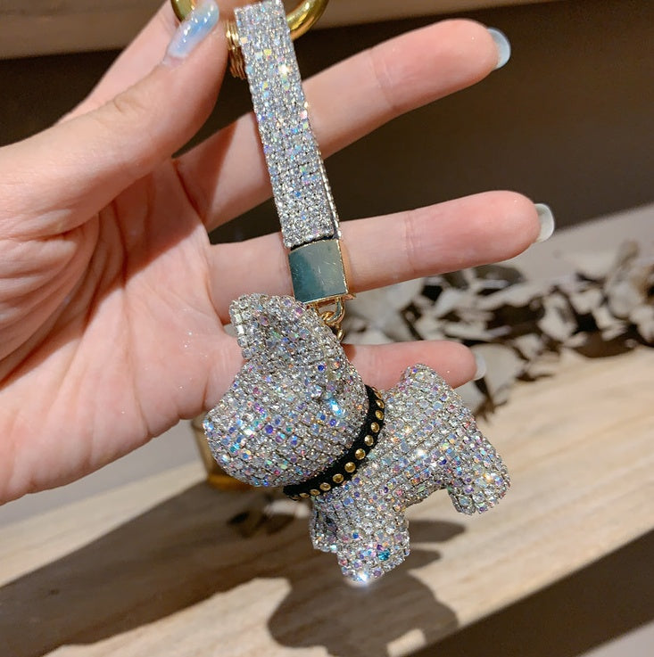Schlüsselanhänger Hund mit Diamanten | Funkelnder Schlüsselring NOOR08
