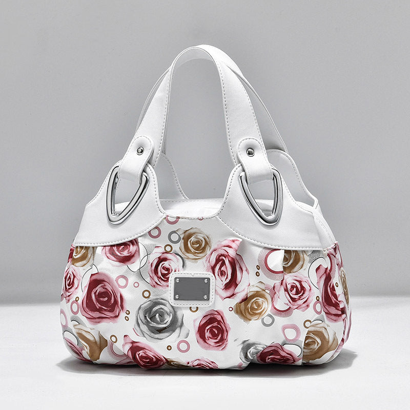Damen Handtasche aus PU Leder | Große Schultertasche mit Blumenprint NOOR08