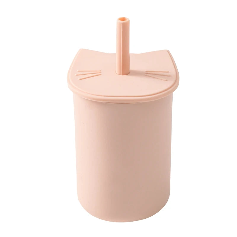 200ML Baby Feeding Drinkware Straw Cup Baby Learning Feeding Bottles Anti-Hot Leakproof Silicone Tableware Toddler Water Bottle