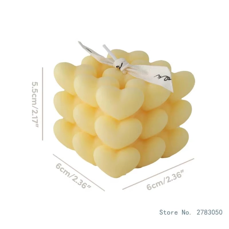 Artisan Soy Wax Candles: Unique Heart, Cube & Bubble Designs for Home & Gifts
