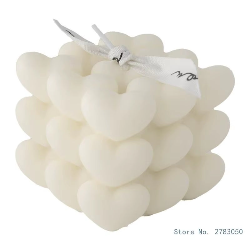 Artisan Soy Wax Candles: Unique Heart, Cube & Bubble Designs for Home & Gifts
