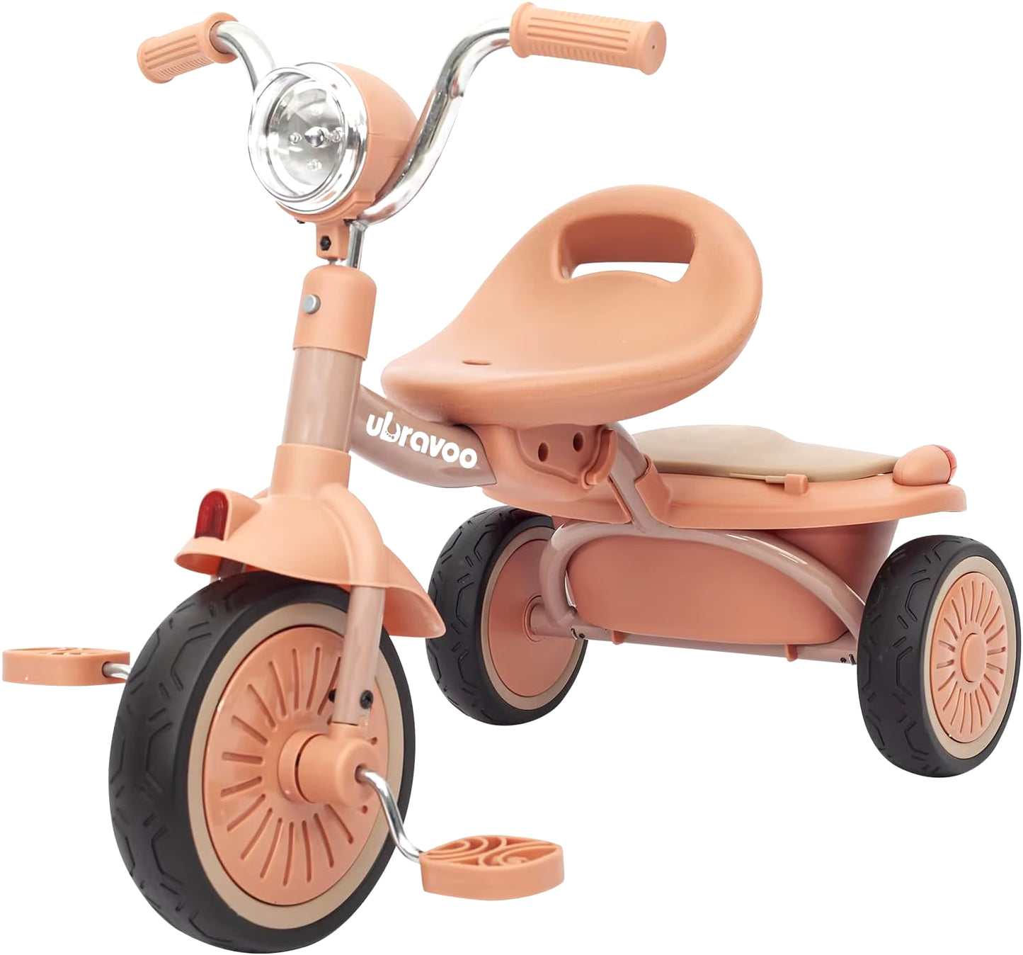 UBRAVOO Portable Baby Trike: Foldable Tricycle with Elastic PU Wheels & LED Lights (Ages 1-5)