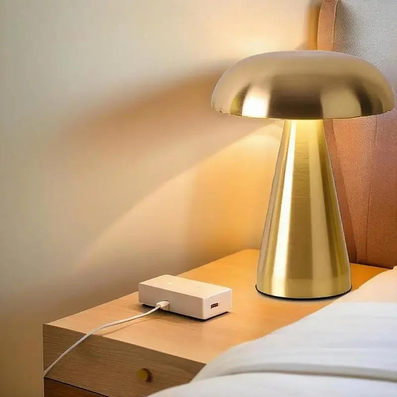 Retro Mushroom Table Lamp – Touch Sensor & USB Rechargeable Night Light