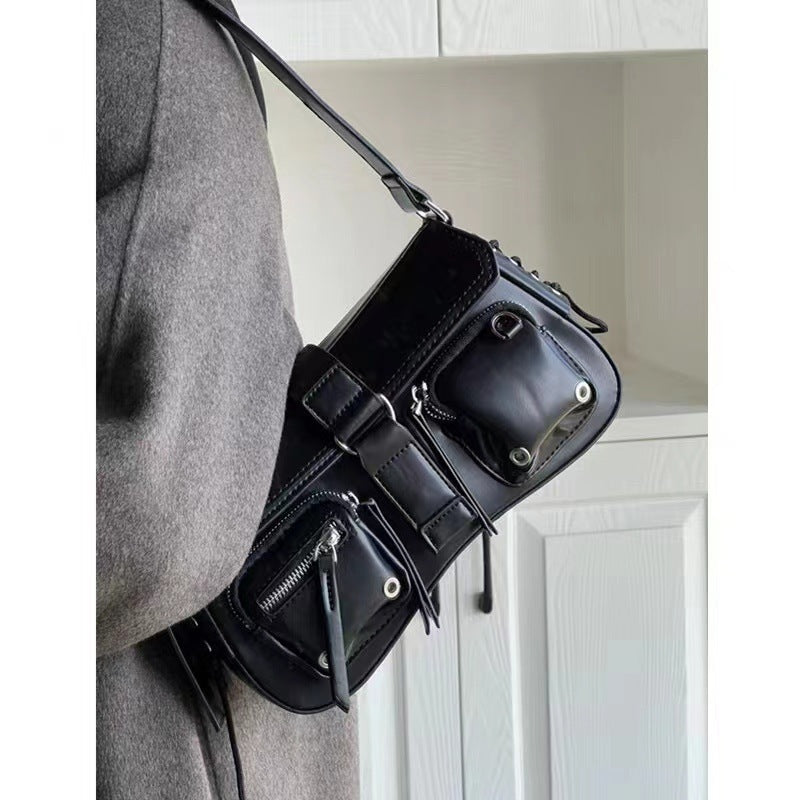 Damen Schultertasche klein – Motorrad Stil Crossbody Bag Vintage NOOR08