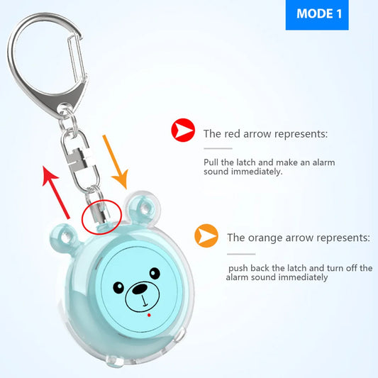 Portable Type-C Rechargeable Personal Safety Alarm (Keychain Siren for Women, Kids, Elderly)