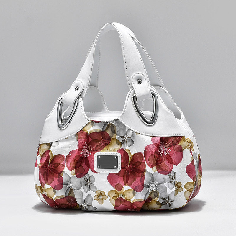 Damen Handtasche aus PU Leder | Große Schultertasche mit Blumenprint NOOR08