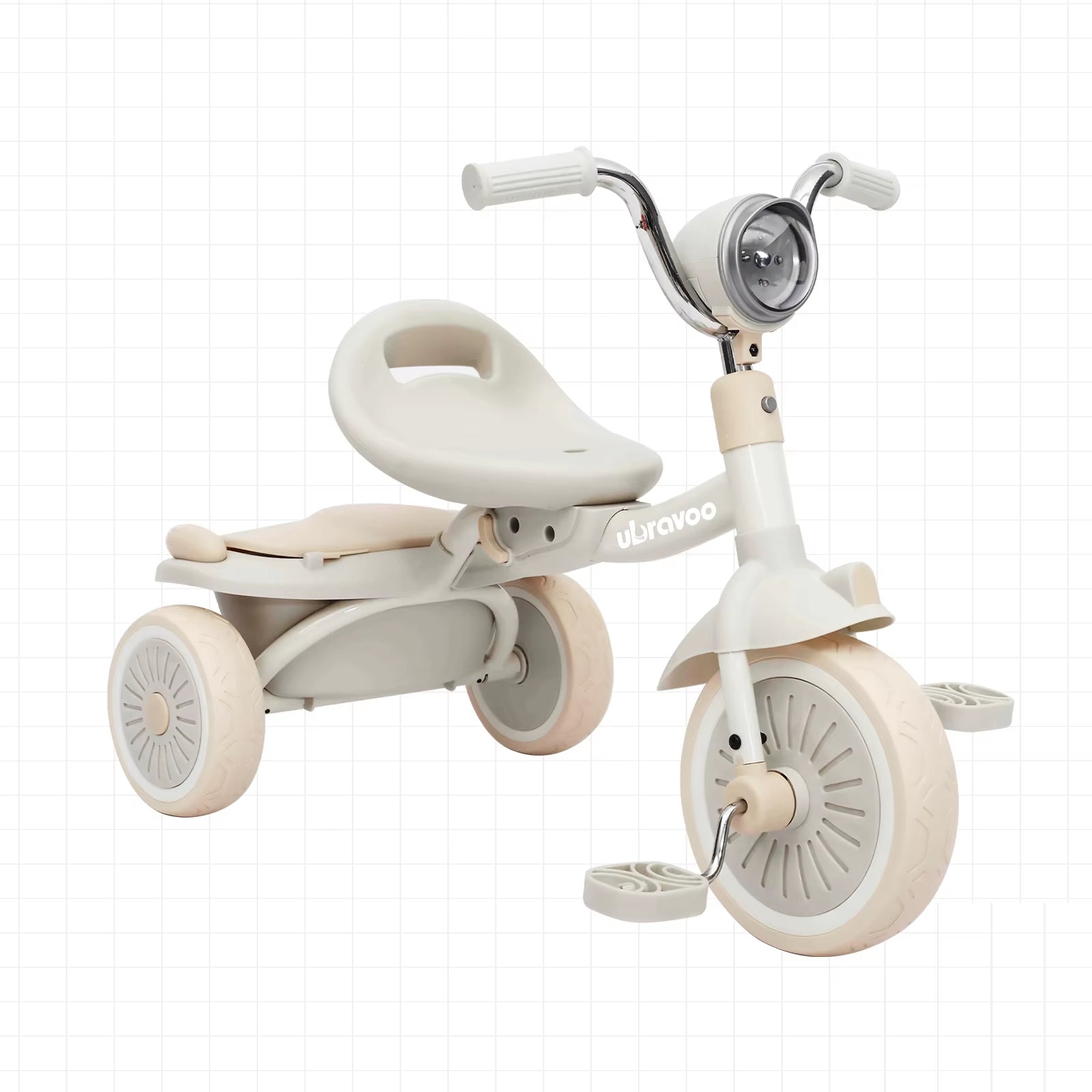 UBRAVOO Portable Baby Trike: Foldable Tricycle with Elastic PU Wheels & LED Lights (Ages 1-5)