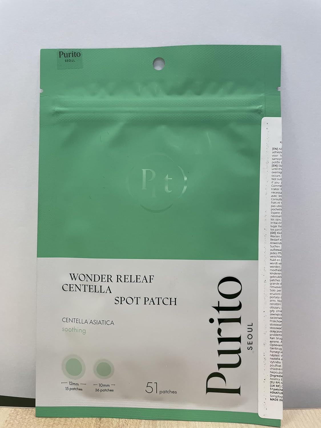PURITO SEOUL Wonder Releaf Centella Spot Patch, Korean Centella, for Sensitive Skin, Soothing, Pimple Patches for Face, Spot Stickers, K-Beauty, 51 Count