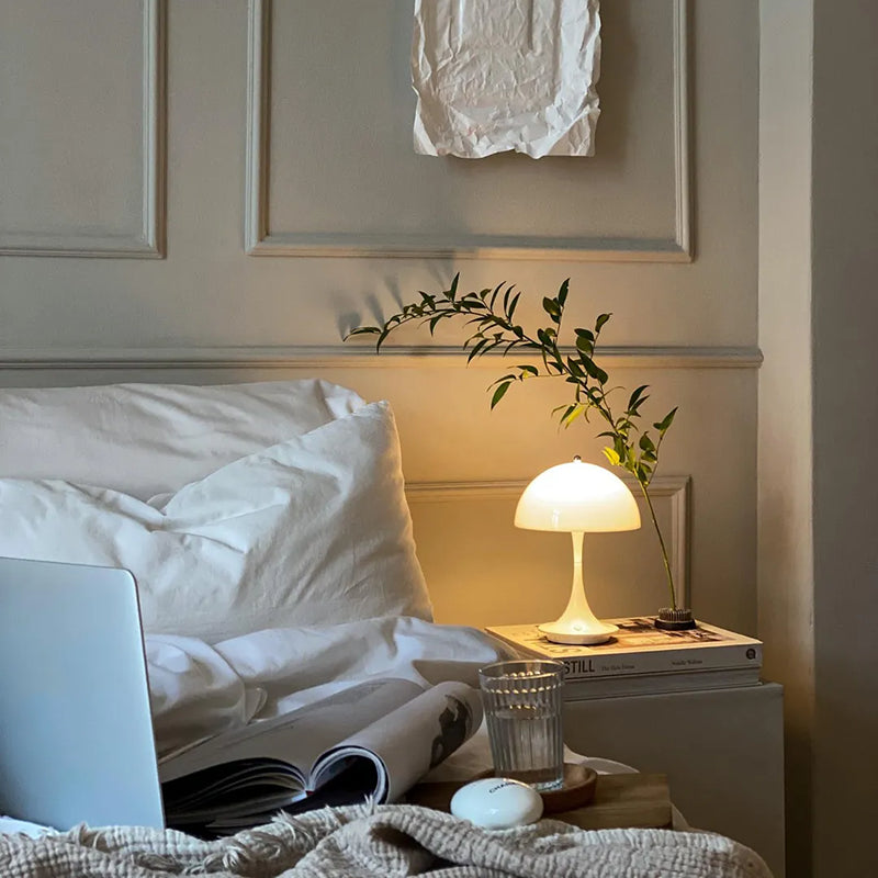 Nordic Style Rechargeable Table Lamp - Retro Design Bedside Study Light" "Scandinavian Retro Table Lamp - Rechargeable Decorative Bedside Light