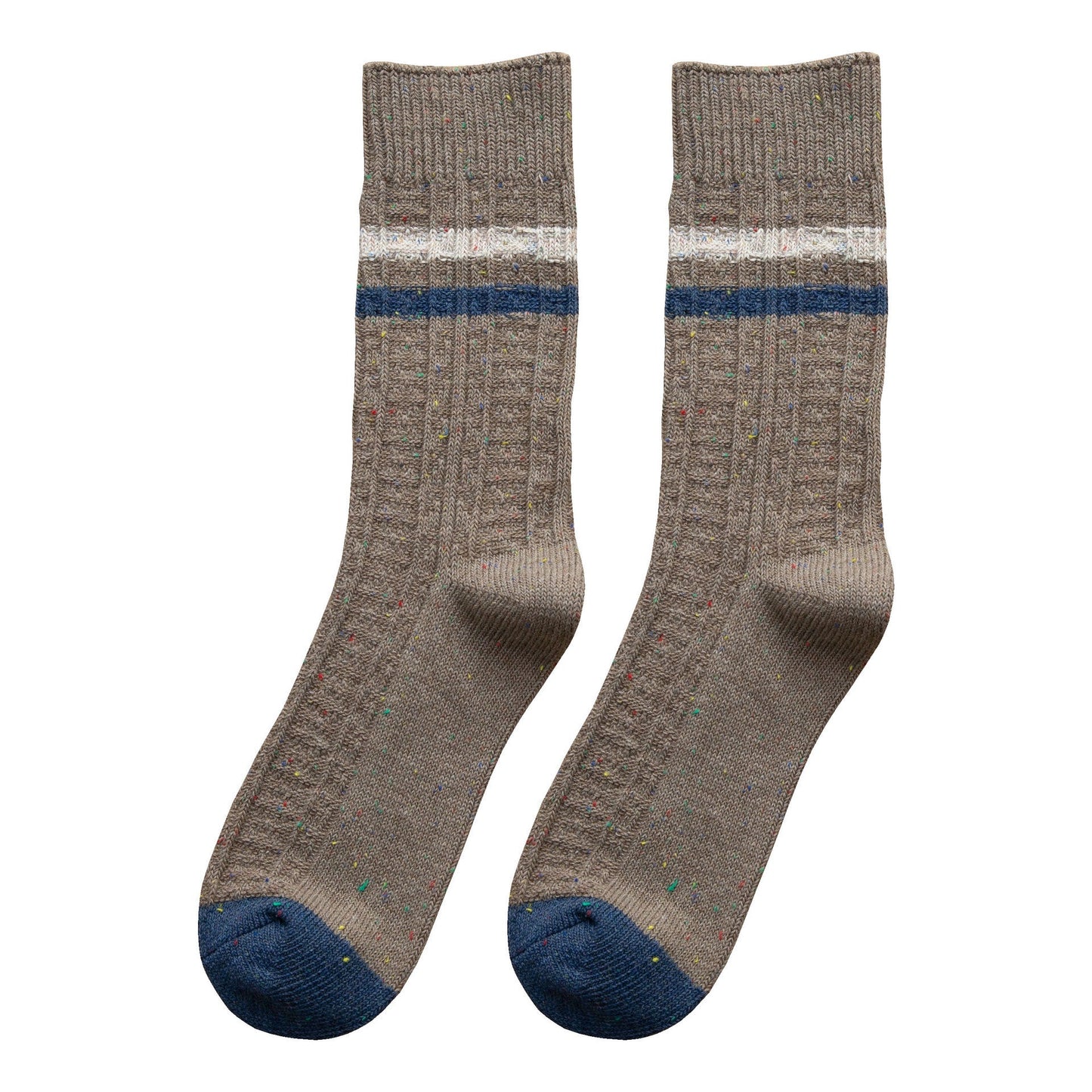 Retro Mori Style Wollsocken – Dicke Farbmix Tube Socken NOOR08