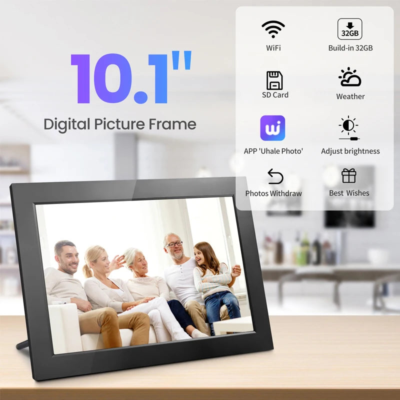 WLAN Digitaler Bilderrahmen 10.1 Zoll (32GB) | Smartes HD Touchscreen Display – Das perfekte Geschenk