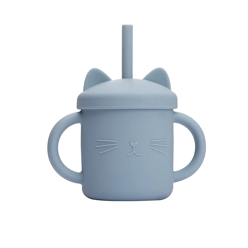 200ML Baby Feeding Drinkware Straw Cup Baby Learning Feeding Bottles Anti-Hot Leakproof Silicone Tableware Toddler Water Bottle