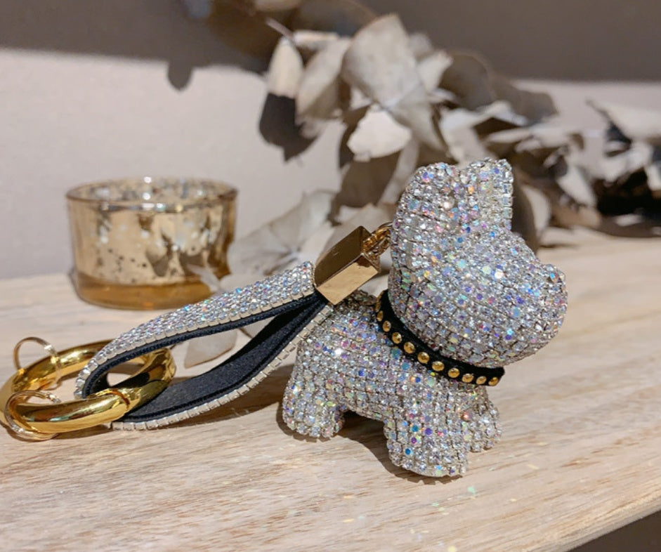 Schlüsselanhänger Hund mit Diamanten | Funkelnder Schlüsselring NOOR08