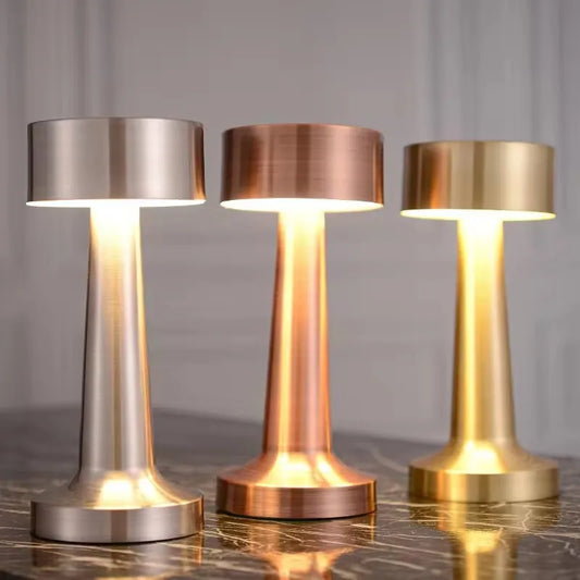 Retro Metal Touch Table Lamp - LED Rechargeable Night Light for Bar Bedroom