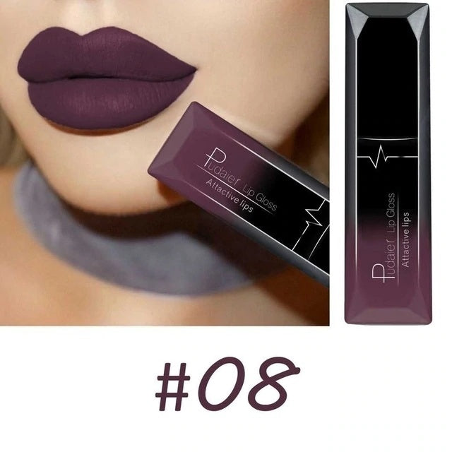 Bestes Lippen-Make-up – 18 Farben Matte Lipgloss, Sexy & Langanhaltend NOOR08