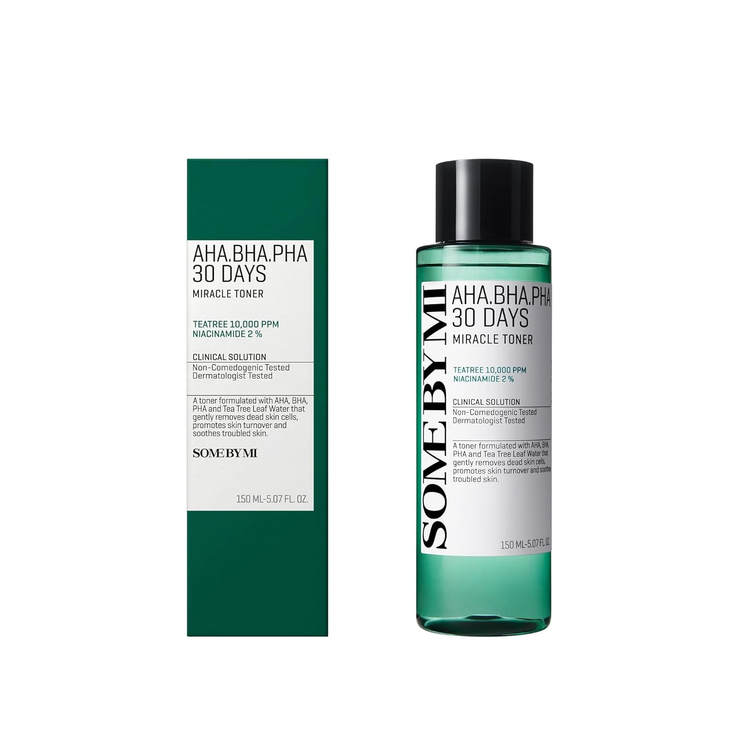 SOME by MI AHA BHA PHA 30 Days Miracle Toner – 150Ml – Exfolierendes Gesichtswasser Mit Salicylsäure Für Alle Hauttypen – Porenpflege & Ölkontrolle Mit 2% Niacinamid – Koreanische Hautpflege