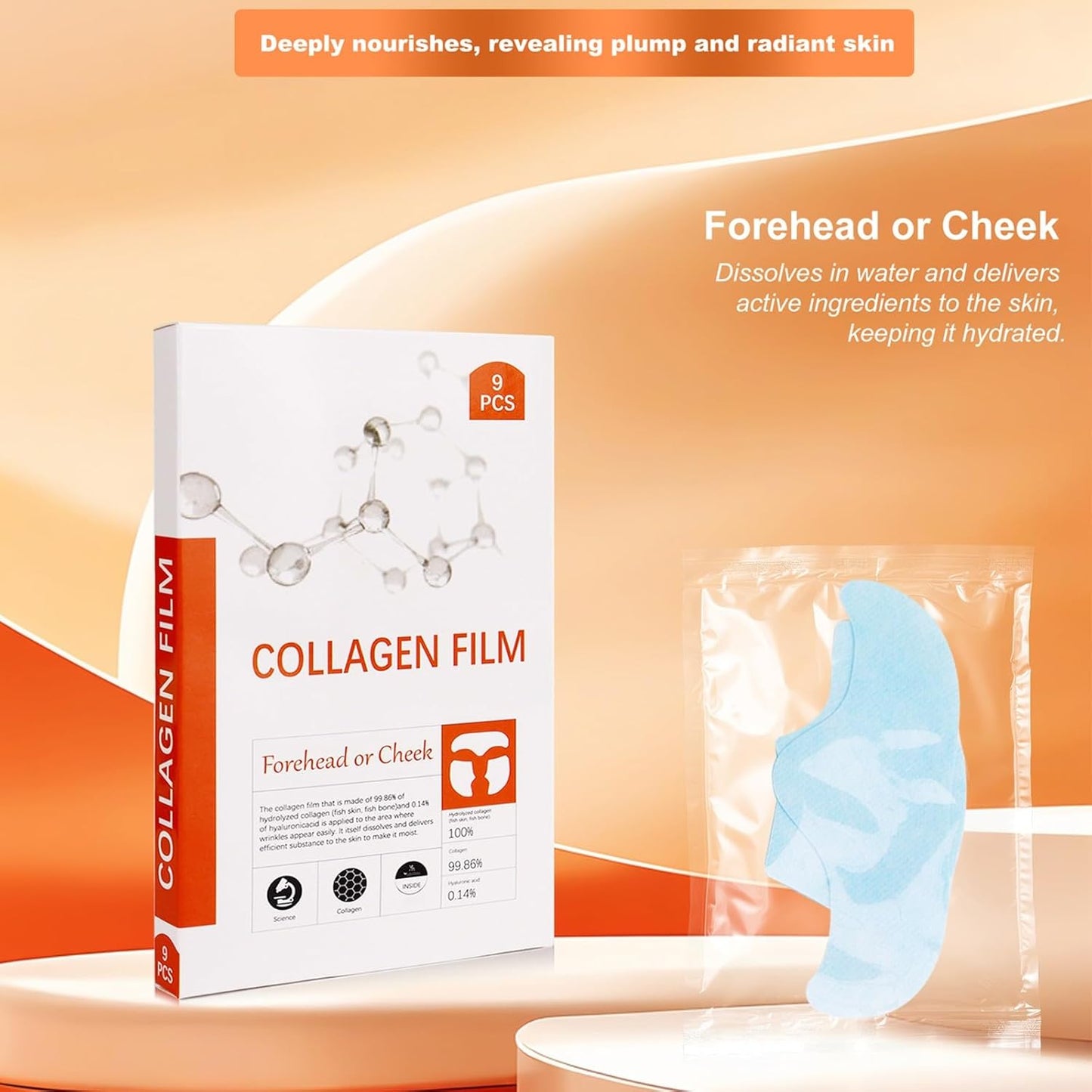 Collagen Film Maske Auflösend, Kollagen Film Straffende Mask Löslich, Hydrolysiertes Collagen Pflaster Aus Korea, Kollagensfilme Patches, Koreanische Gesichtsmaske Löslicher Kollagenfilm(3 BOX = 9 PAI
