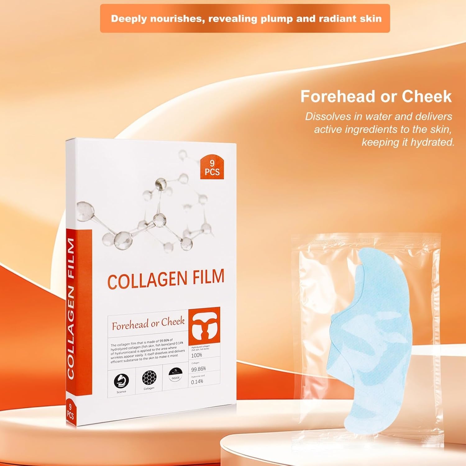 Collagen Film Maske Auflösend, Kollagen Film Straffende Mask Löslich, Hydrolysiertes Collagen Pflaster Aus Korea, Kollagensfilme Patches, Koreanische Gesichtsmaske Löslicher Kollagenfilm(3 BOX = 9 PAI