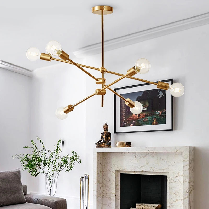 Vintage Rotatable Ceiling Light - Classic Plated Loft Style Living Room Lamp