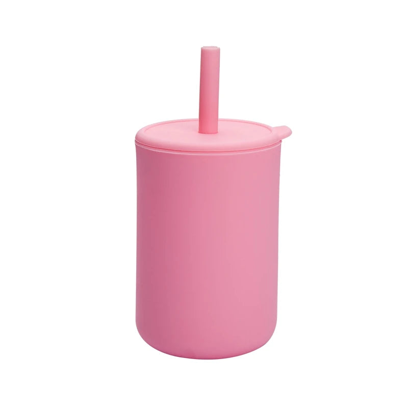 200ML Baby Feeding Drinkware Straw Cup Baby Learning Feeding Bottles Anti-Hot Leakproof Silicone Tableware Toddler Water Bottle