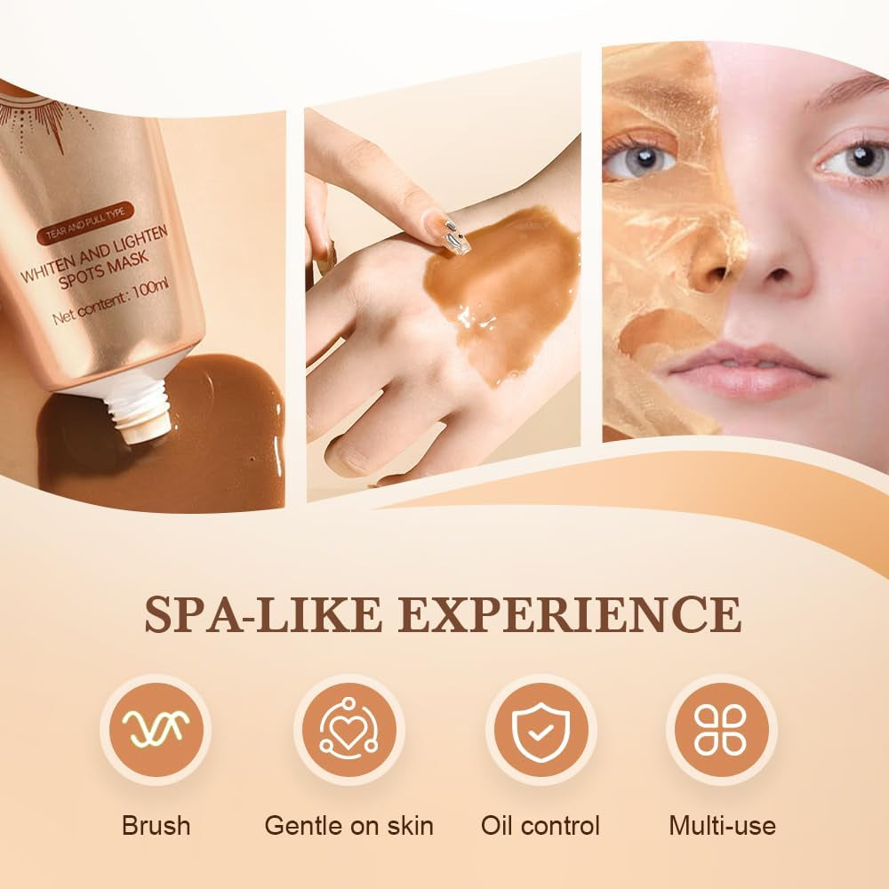 Parowu Weißende Und Aufhellende Flecken Maske,2025 Neuestes Kräuterflecken Peel-Off Maske Für Strahlende Haut, anti Falten Tear-Off Tiefenwirksame Gesichtsmaske Für Poren Straffung (Gold,1Pcs)
