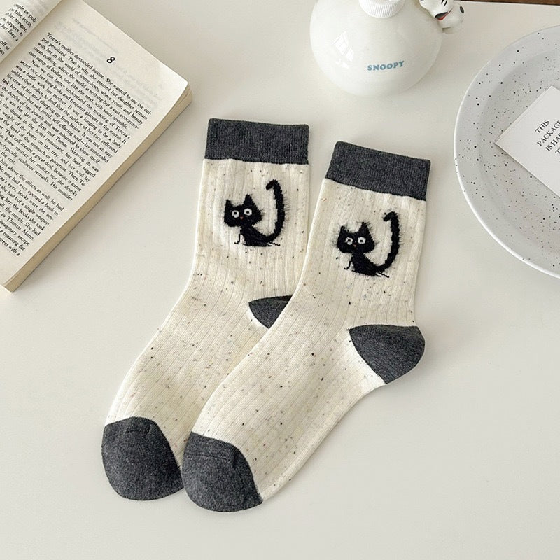 Damen Cartoon NEPs Garn Socken – Plüsch Mid Tube Strümpfe Frühling & Herbst NOOR08