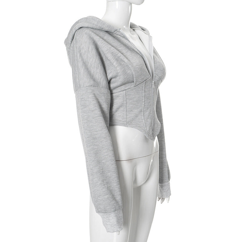 Y2K Hoodie Cardigan – Street Fashion Reißverschluss Jacke Damen NOOR08