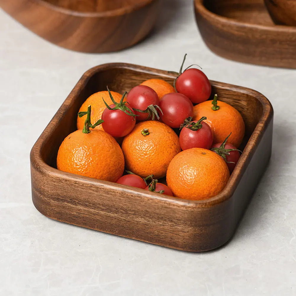 Stylish Wooden Square Plate: Ideal for Desserts, Salads & Appetizers
