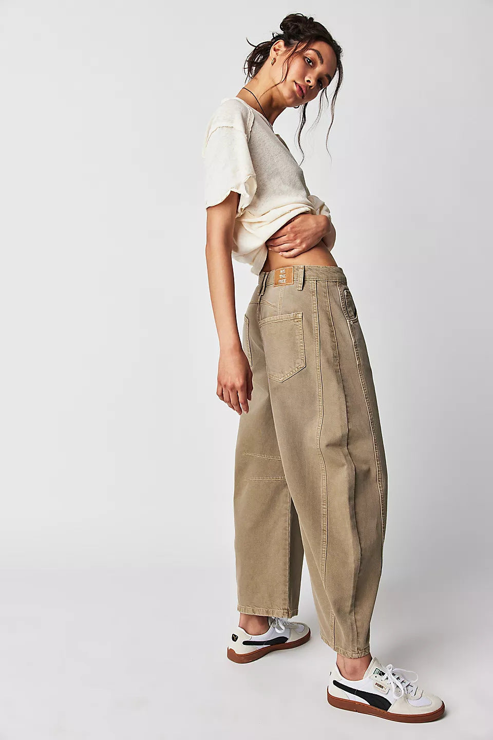 High-Stretch Barrel Jeans | Damen weite Casual Mid-Waist-Jeans NOOR08