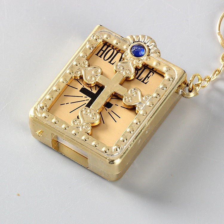 Mini Bibel Schlüsselanhänger | Kreuz-Schlüsselring als Geschenk NOOR08