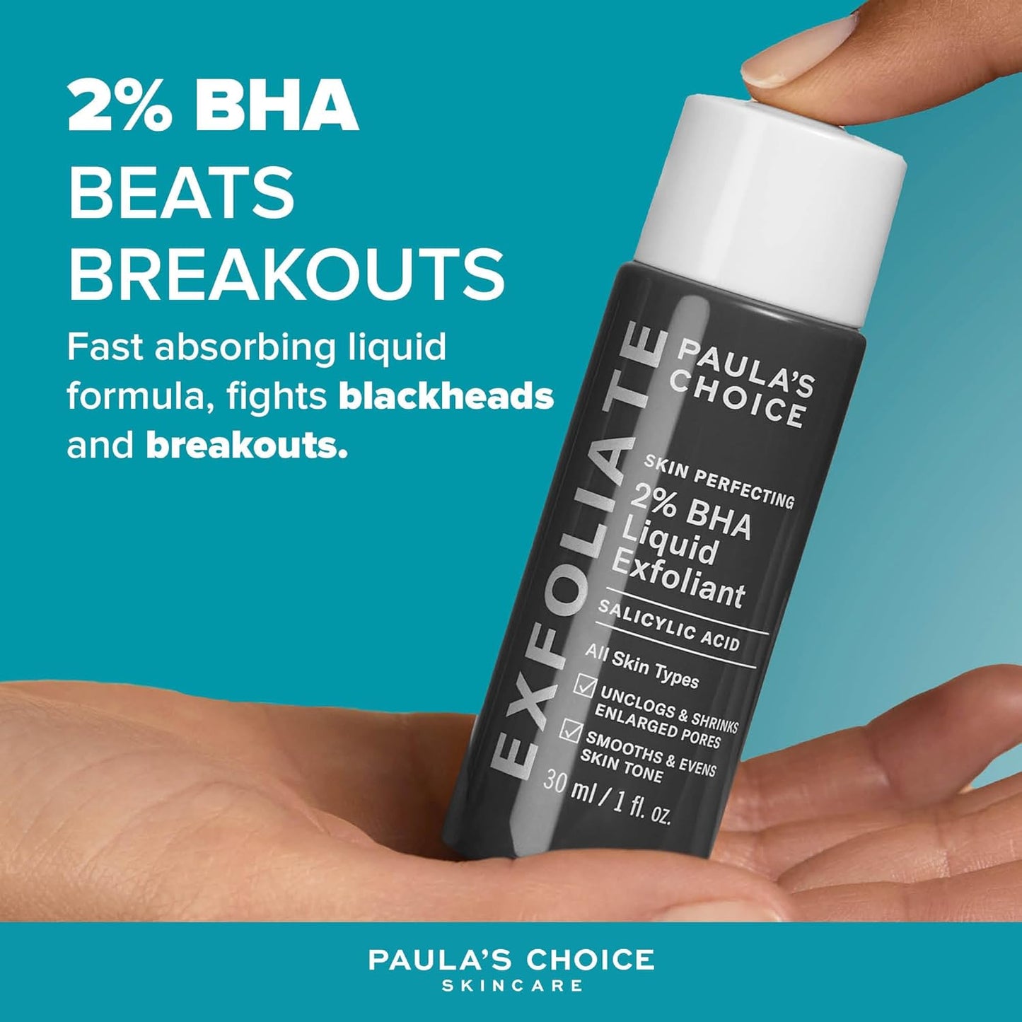 Paula'S Choice SKIN PERFECTING 2% BHA Liquid Peeling - Gesichtspeeling Mit Salicylsäure - Bekämpft Unreine Haut & Mitesser - Verkleinert Poren Sichtbar - Mischhaut, Fettige & Akne Haut - 30 Ml