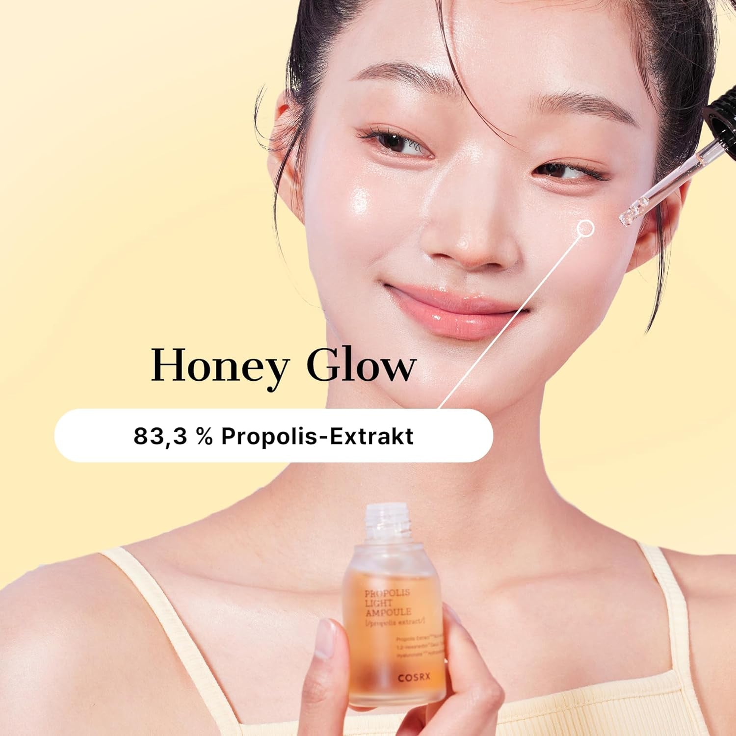 COSRX Full Fit Propolis Ampoule Mit 83% Propolis, Koreanisches Glow-Serum Für Strahlende Und Glatte Haut, Ideal Für Empfindliche Haut, Feuchtigkeitsspendend Und Hautregenerierend, Korean Skincare 30Ml